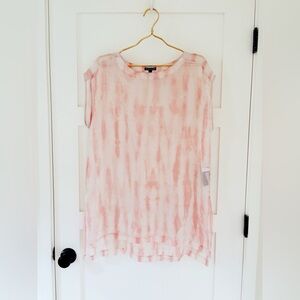 Eileen Fisher Shibori Silk Sheer Tie Dye Tunic Top Pink and Peach Size S